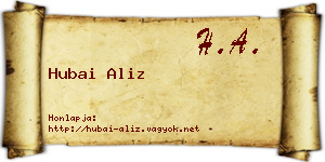 Hubai Aliz névjegykártya